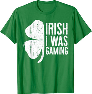 Irish I Was Gaming Shirt Men Women Kids St Patricks Day T-Shirt - T-Shirt | Irish Green