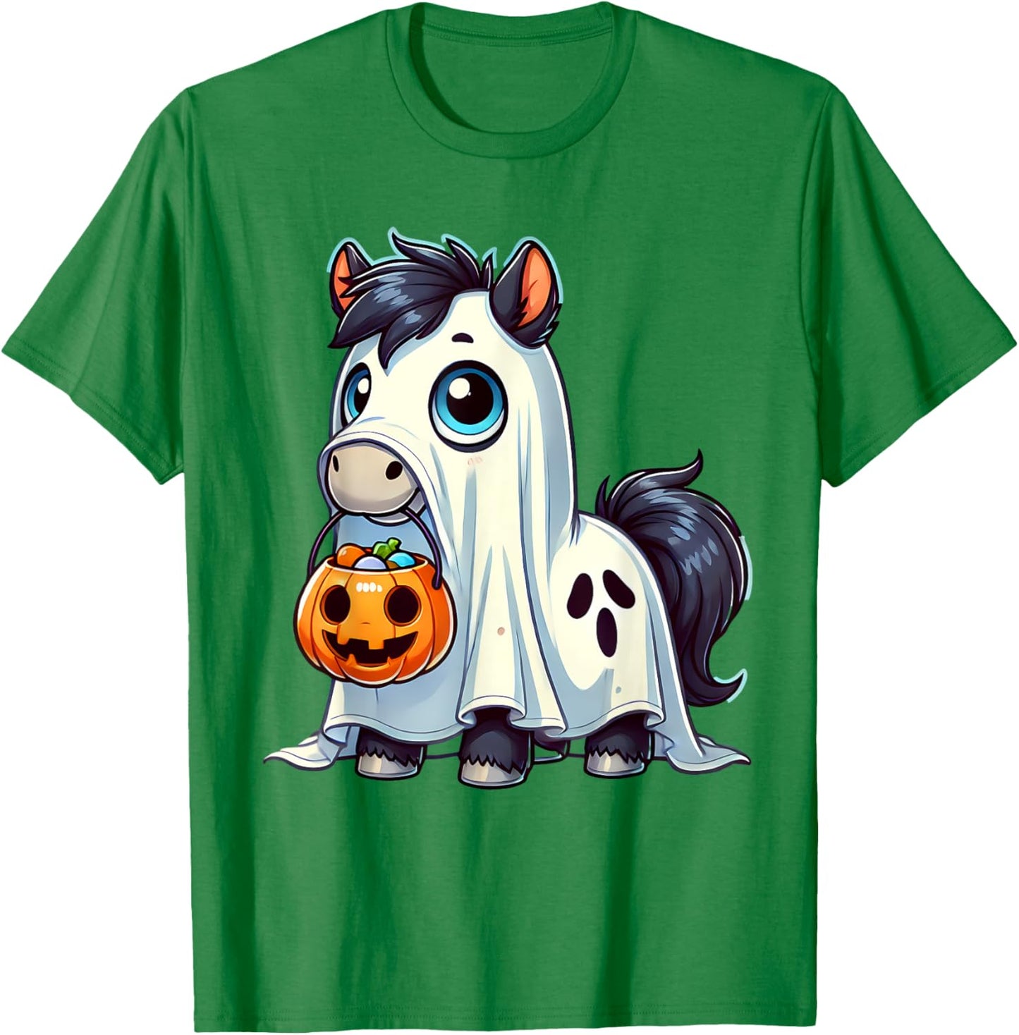 Horse Ghost Halloween Farm Animal Men Women Kids T-Shirt - T-Shirt | Irish Green