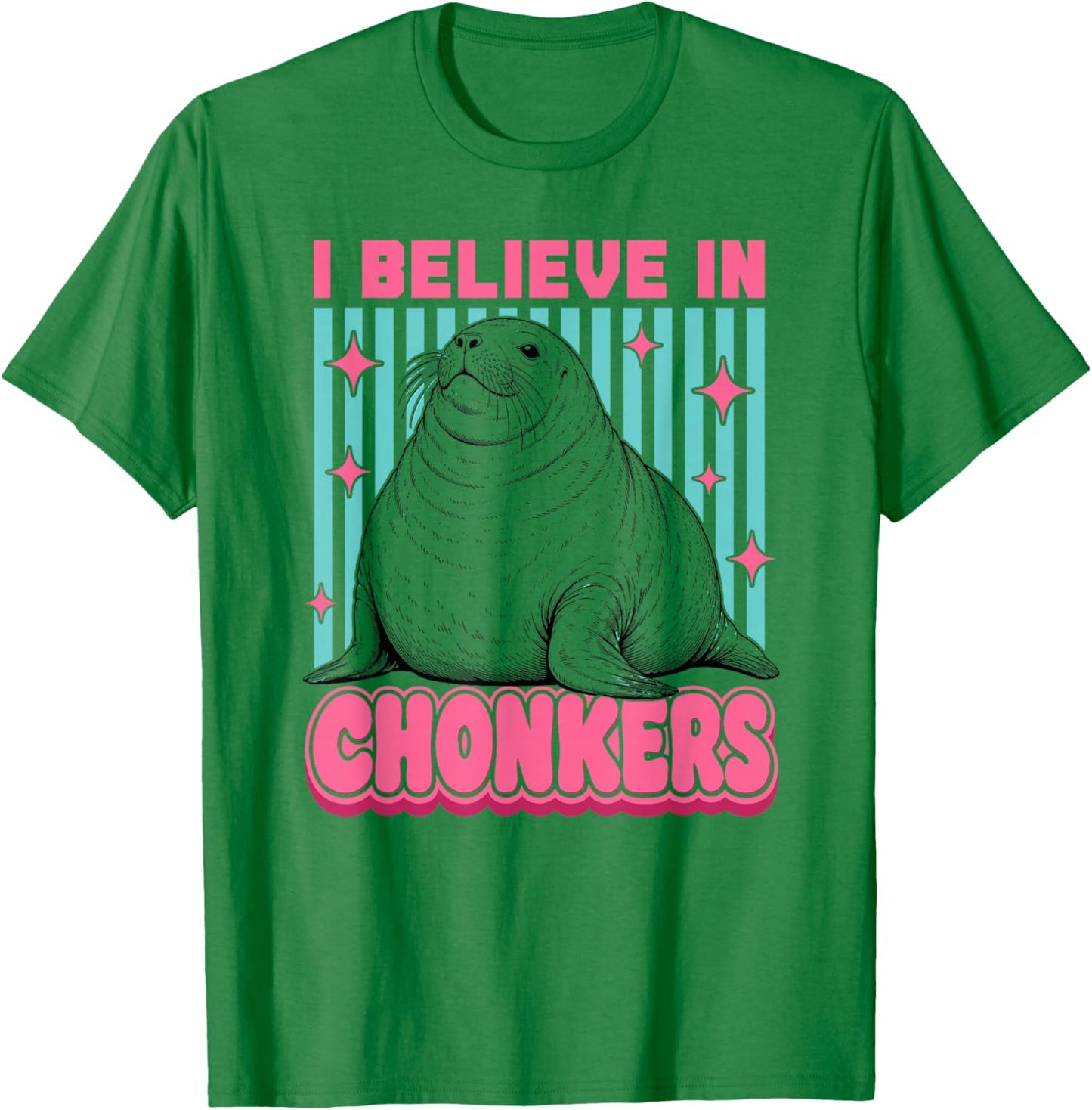 Chonkers The Sea Lion San Francisco Retro T-Shirt - T-Shirt | Irish Green