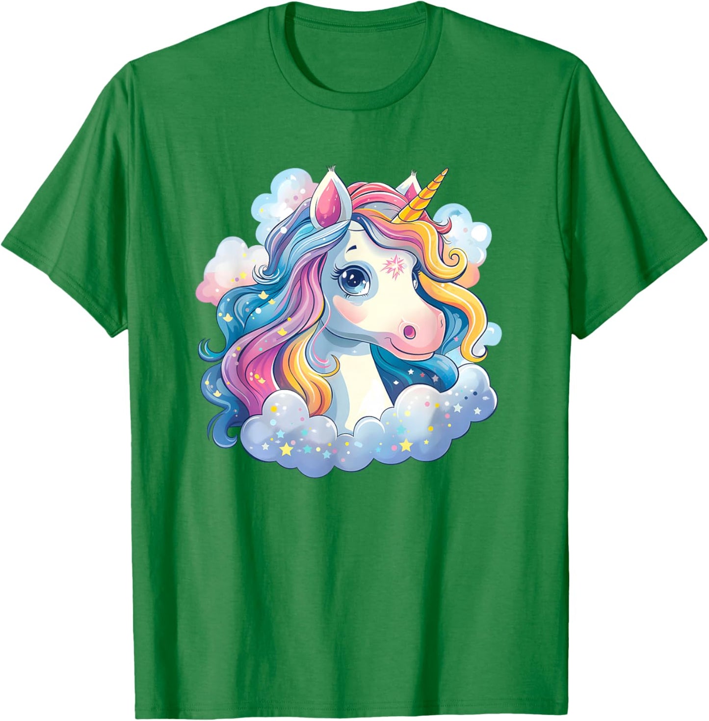 Super Süßes Einhorn mit Regenbogen Mähne Einhorn T-Shirt - T-Shirt | Irish Green
