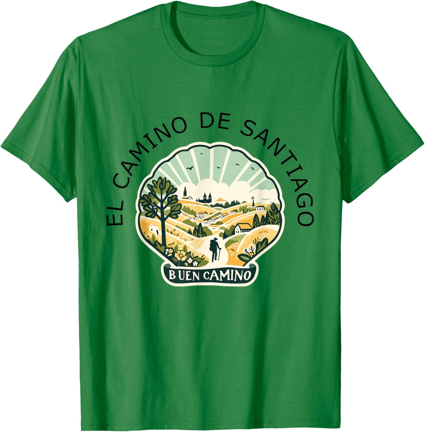 El Camino de Santiago de Compostela Shirt Souvenir Buen 2024 T-Shirt - T-Shirt | Irish Green