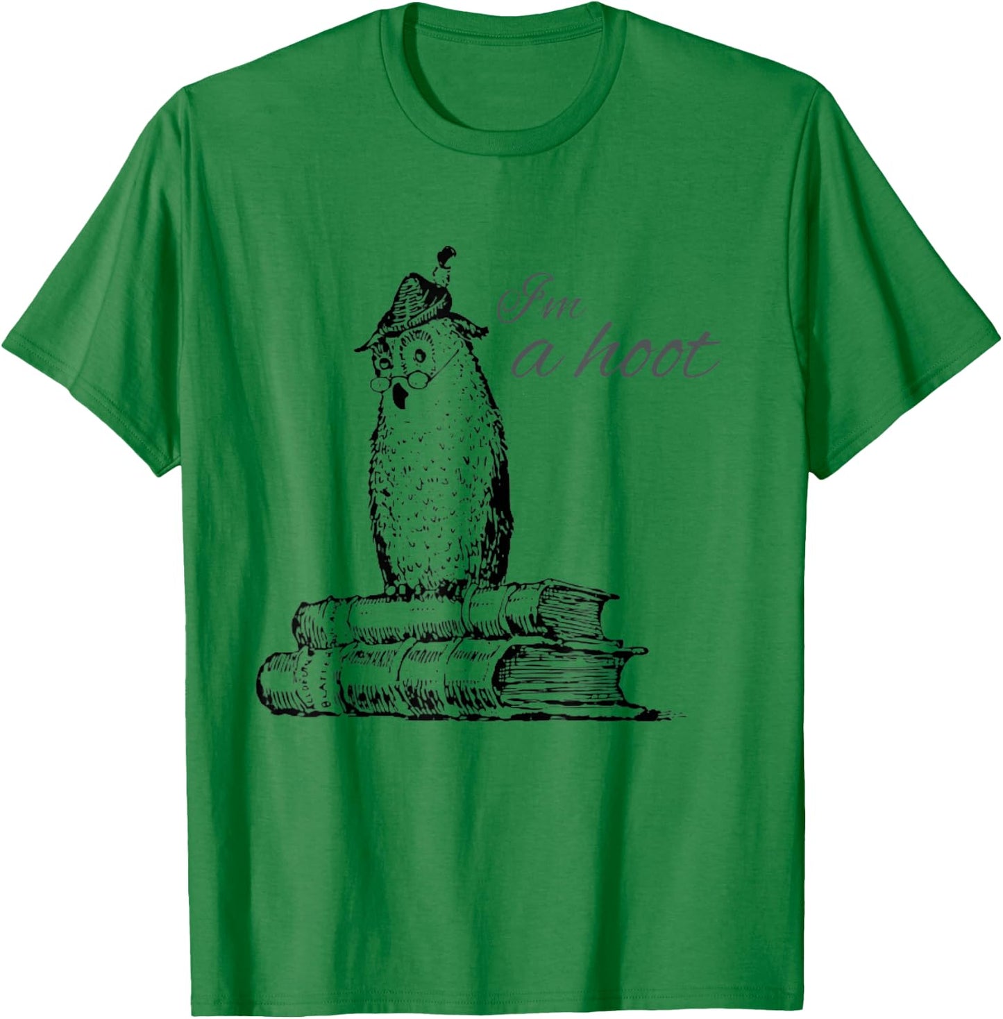 Funny Owl Shirts -Adults & Kids Grey Owl Print T-Shirt - T-Shirt | Irish Green