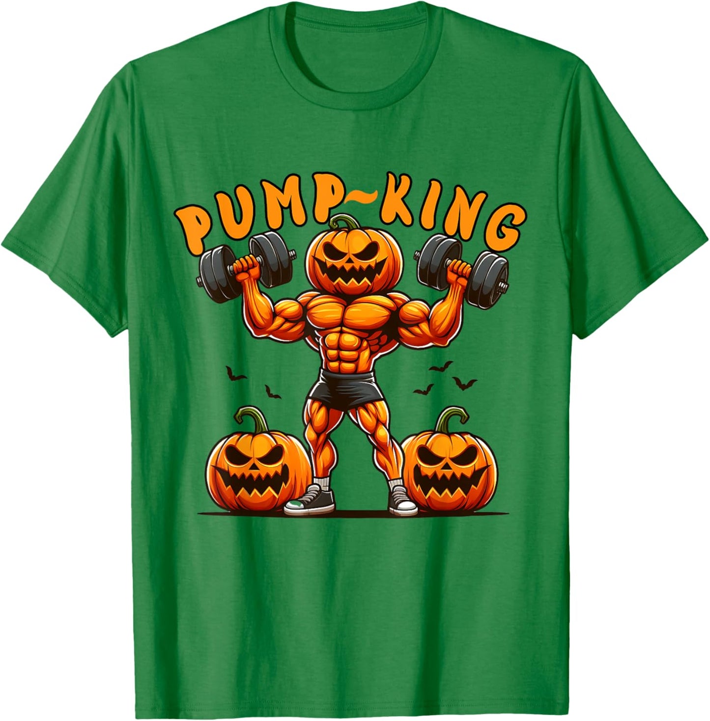 Funny Pump King Halloween Workout Lifting Pumpkin Gym Spooky T-Shirt - T-Shirt | Irish Green
