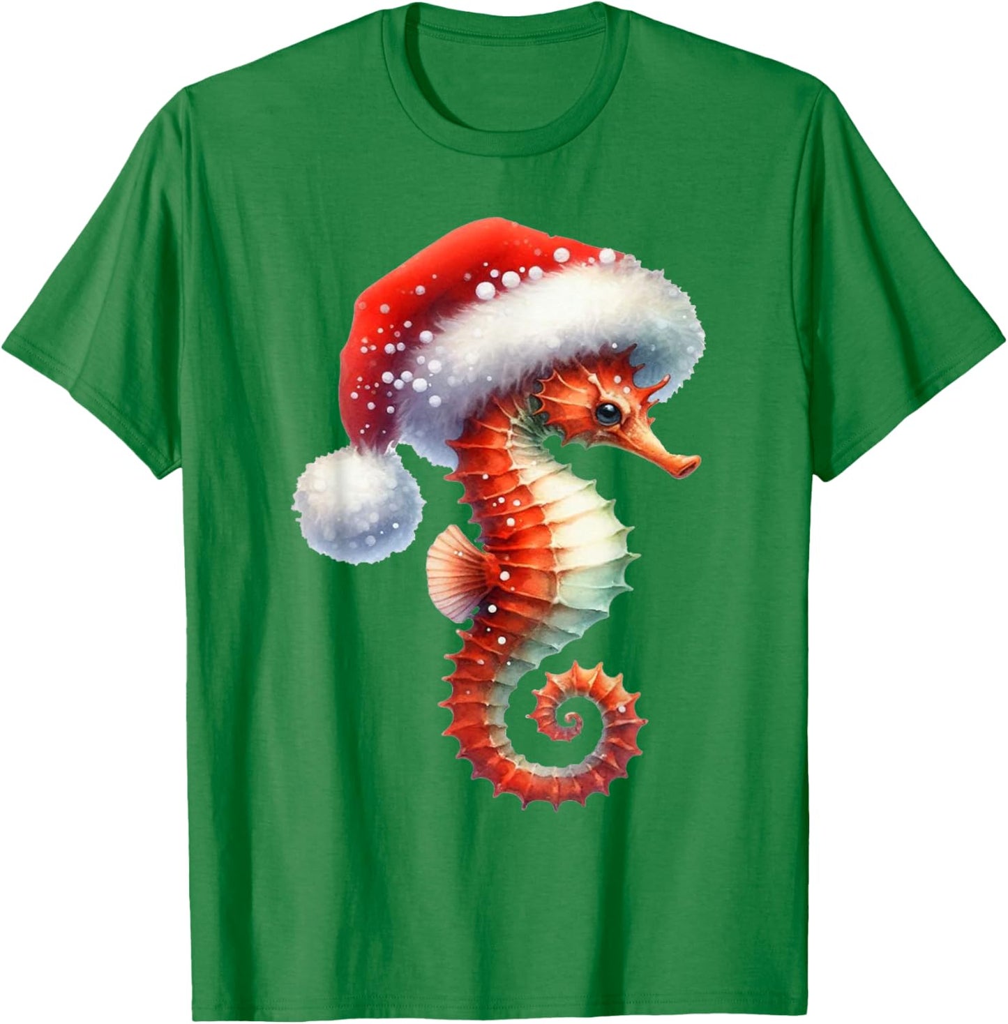 Coastal Christmas Seahorse Beach Holiday Winter Xmas T-Shirt - T-Shirt | Irish Green