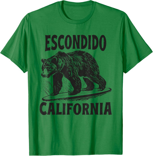 Escondido California CA Retro Surfer Beach Surf Vintage T-Shirt - T-Shirt | Irish Green