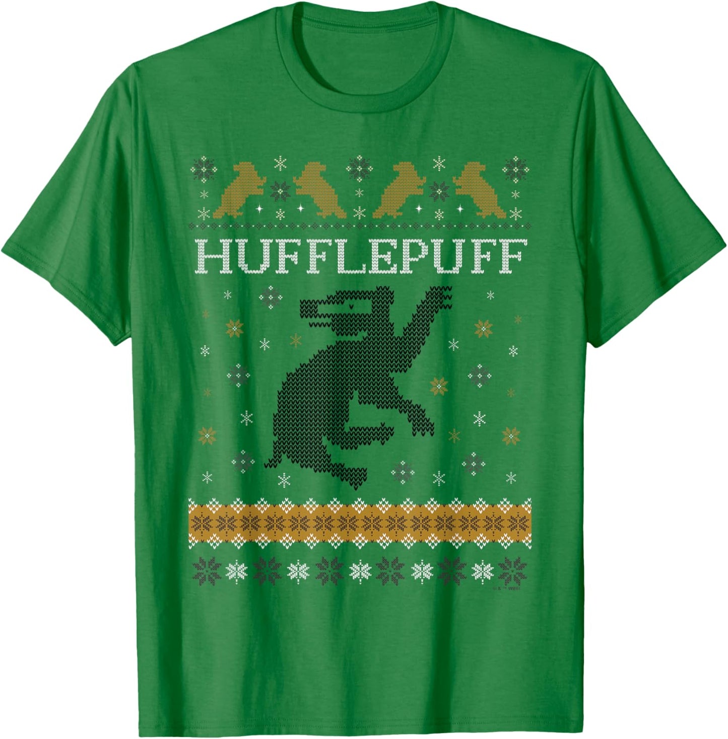 Harry Potter Hufflepuff Ugly Christmas T-Shirt - T-Shirt | Irish Green