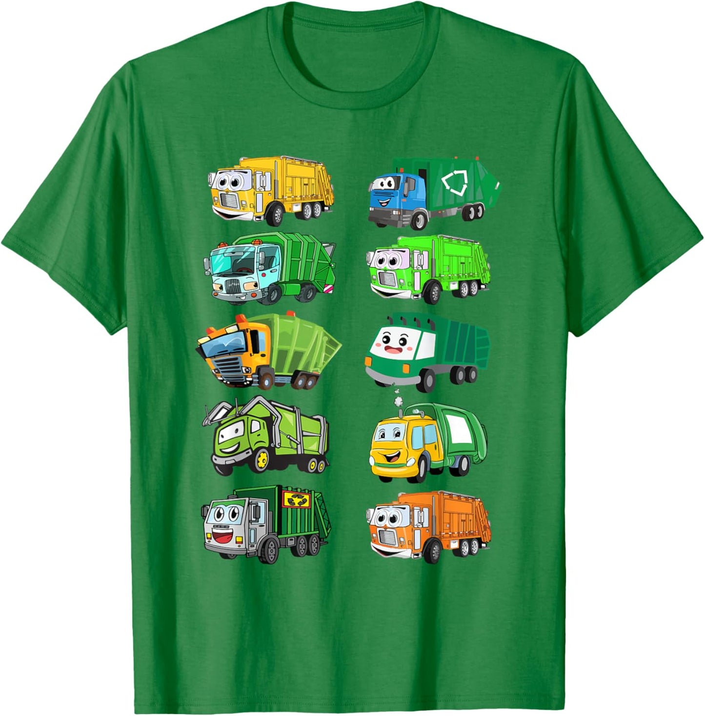 Kids Types of Garbage Truck Shirt Toddler Boy Funny Graphic T-Shirt - T-Shirt | Irish Green