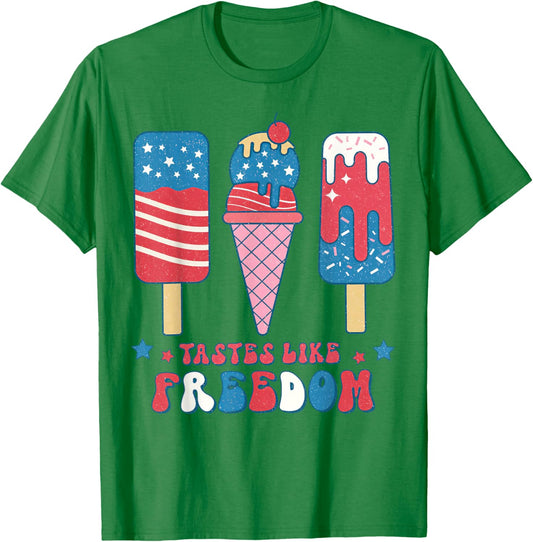 Taste Like Freedom 4th Of July Ice Cream Popsicle Kids T-Shirt - T-Shirt | Irish Green