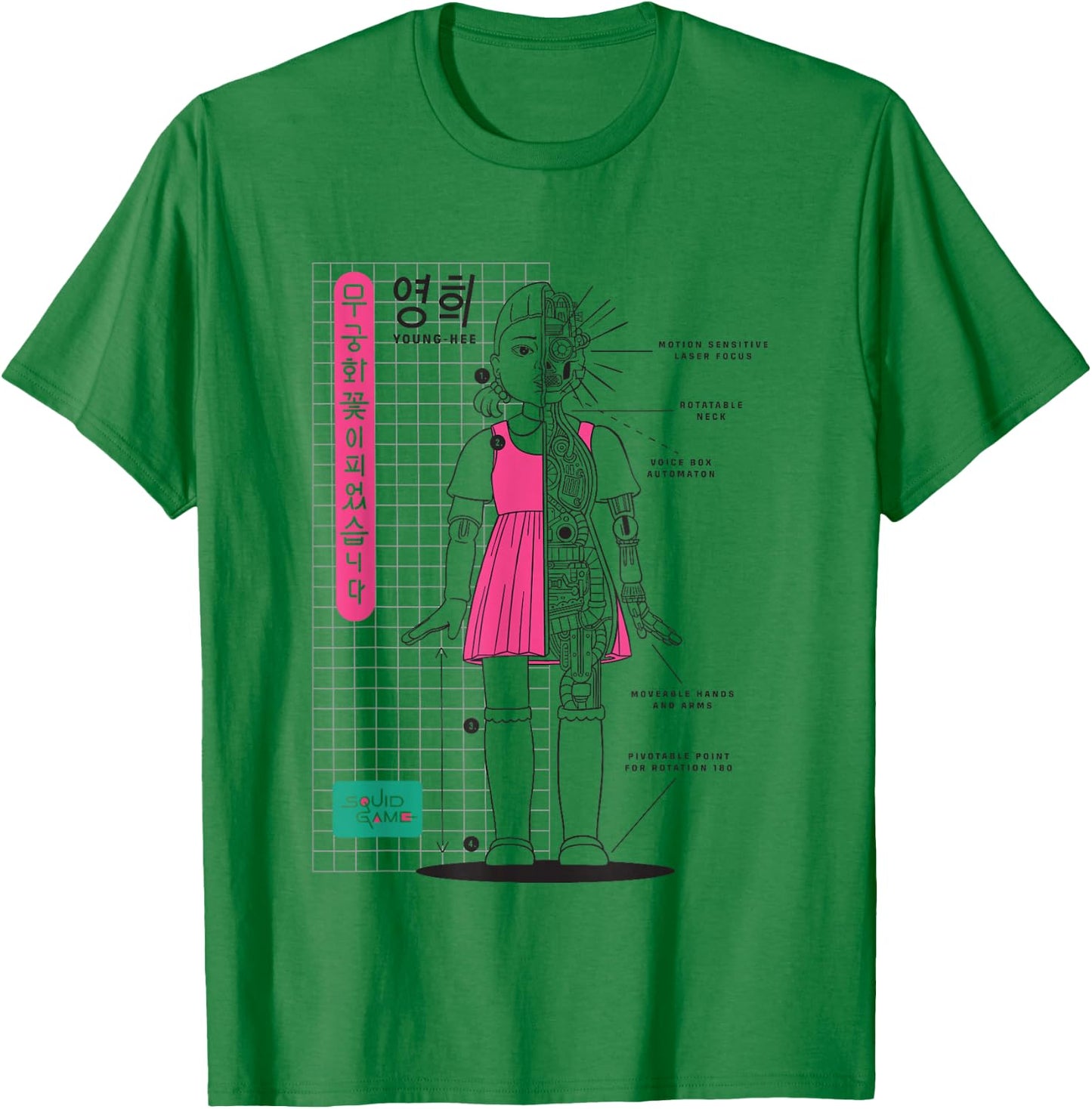 Squid Game 2 Young-Hee Giant Doll Schematics T-Shirt - T-Shirt | Irish Green