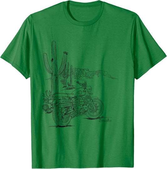 Zonaphix Desert Bike Shirt - Triumph Scrambler - Black Art T-Shirt - T-Shirt | Irish Green