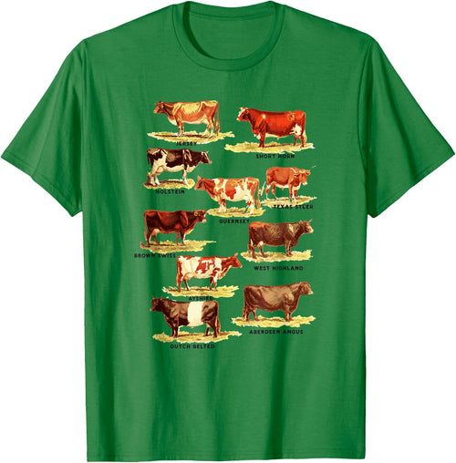 Vintage Cow Breeds Retro Farmer Beef and Dairy Graphic