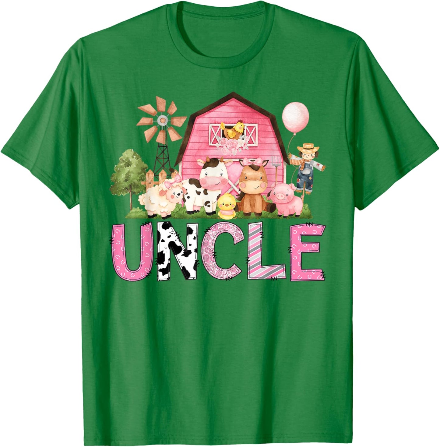 Uncle Pink Farm Cow Lover Birthday Girl Matching T-Shirt - T-Shirt | Irish Green