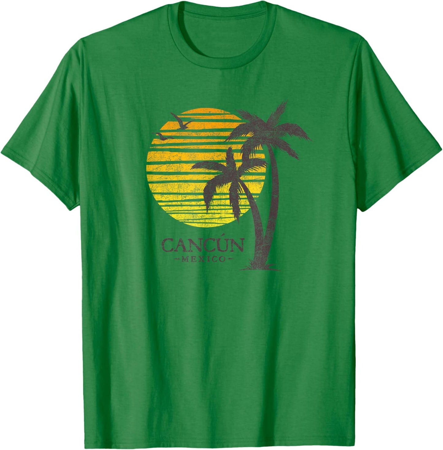 Cancun Mexico Souvenir Beach Sunset Vintage T-Shirt - T-Shirt | Irish Green