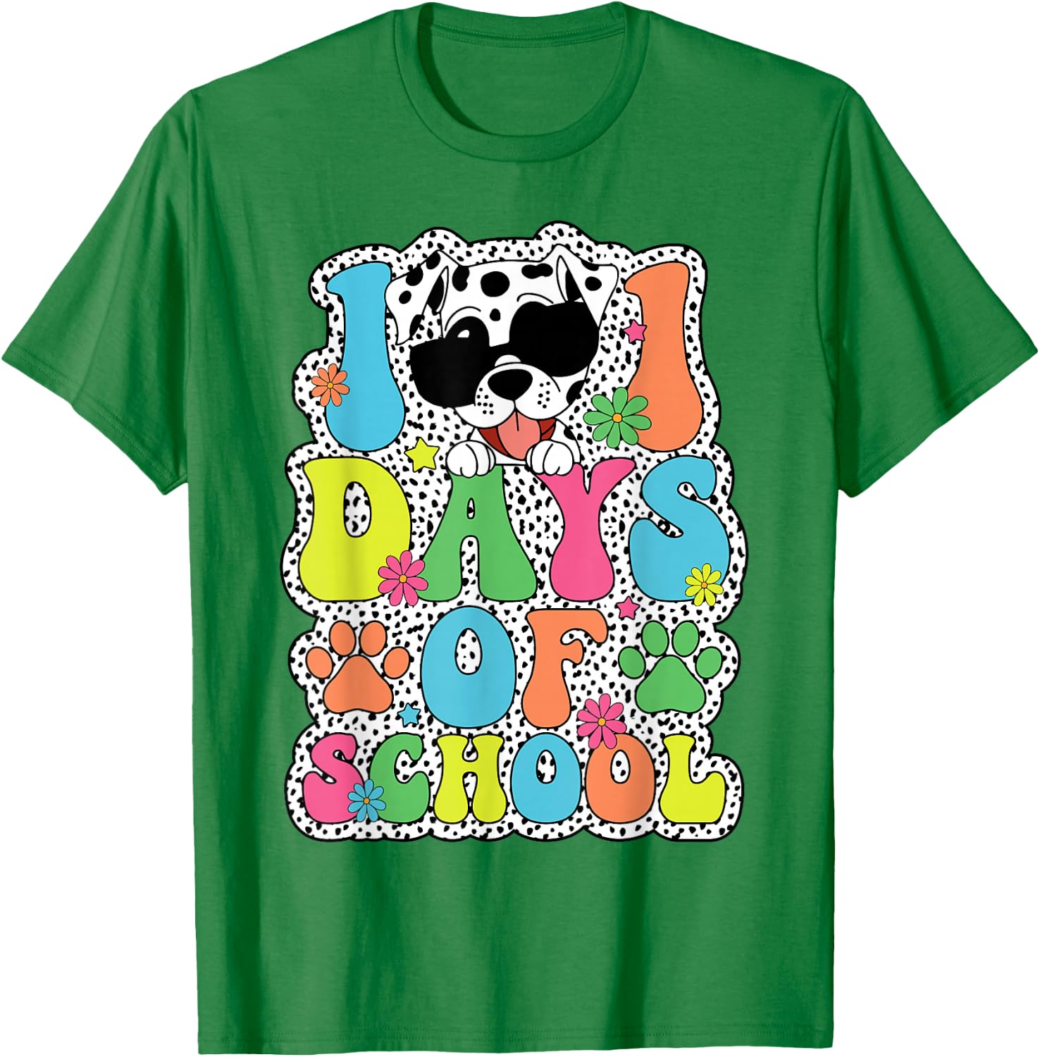 100 Days Of School Dalmatian Dog Boy Kid 100th Day Of School T-Shirt - T-Shirt | Irish Green