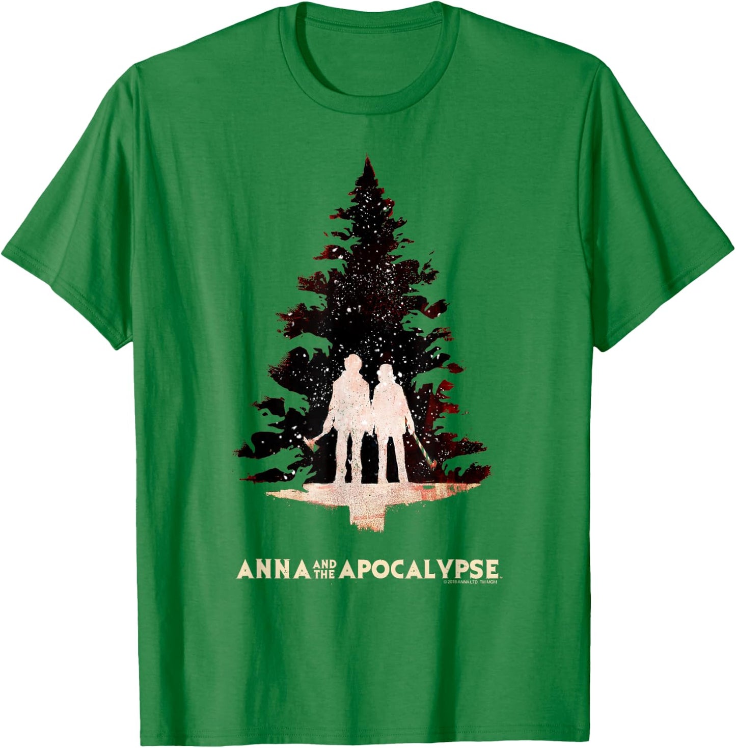 Anna and the Apocalypse Zombie Tree Silhouette Christmas T-Shirt - T-Shirt | Irish Green