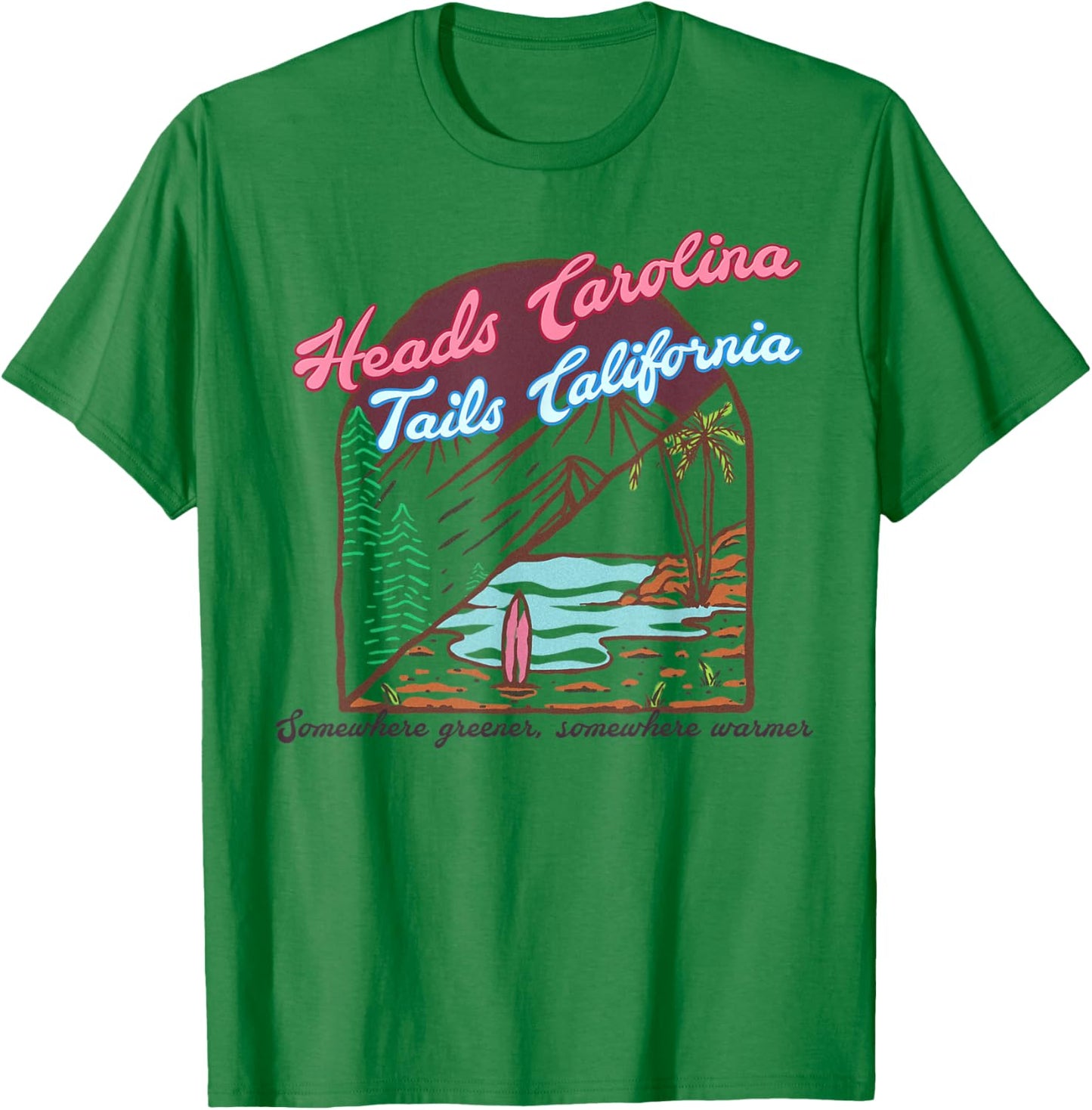 Heads Carolina Tails California Country Cowgirl Cowboy T-Shirt - T-Shirt | Irish Green