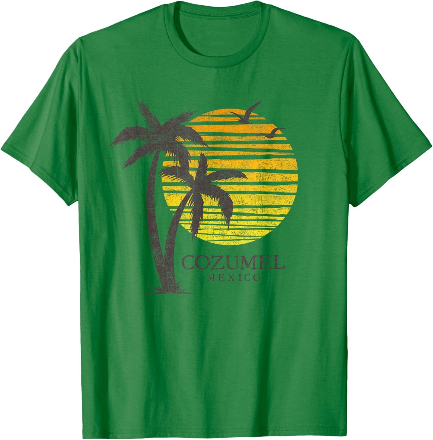 Cozumel Mexico Souvenir Beach Sunset Vintage T-Shirt - T-Shirt | Irish Green