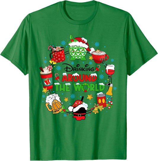 Drinking Around The World Family Christmas Vacation T-Shirt - T-Shirt | Irish Green