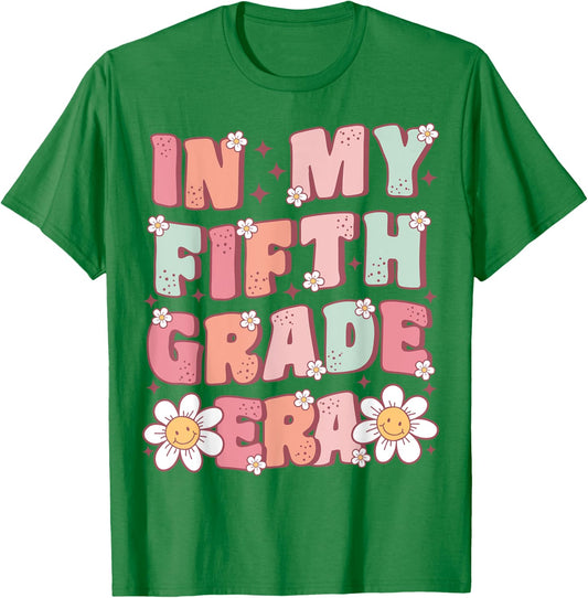 In My Fifth Grade Era Cute Groovy 5th Grade Back to School T-Shirt - T-Shirt | Irish Green