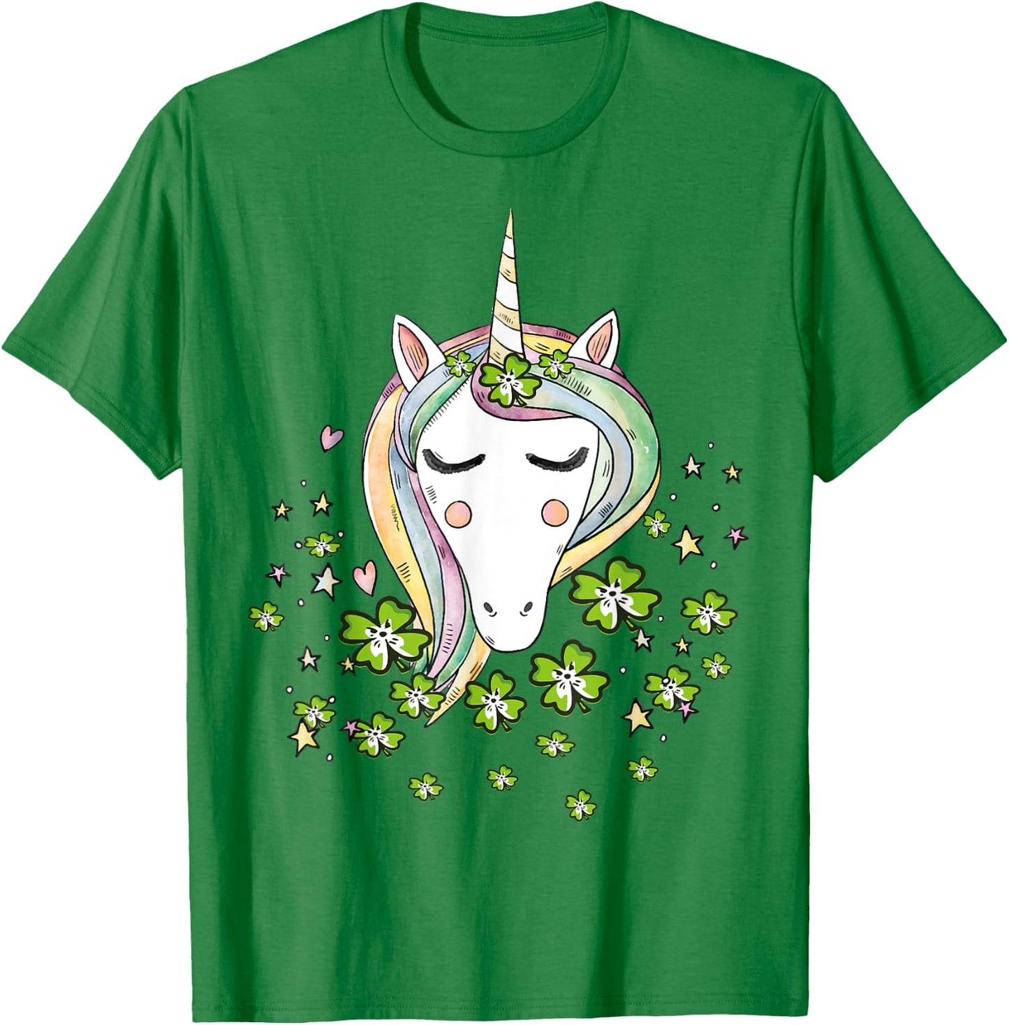 St Patricks Day Shamrock Unicorn Girls Irish Cool Green Kids T-Shirt - T-Shirt | Irish Green