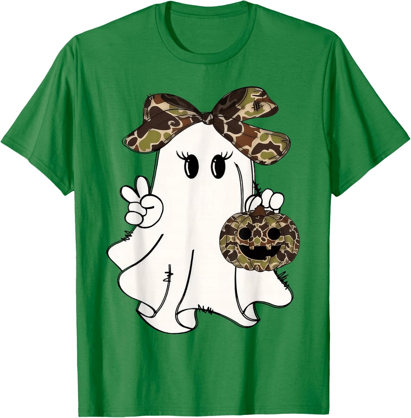 Funny Halloween Camouflage Camo Ghost Hello Hunting Season T-Shirt - T-Shirt | Irish Green