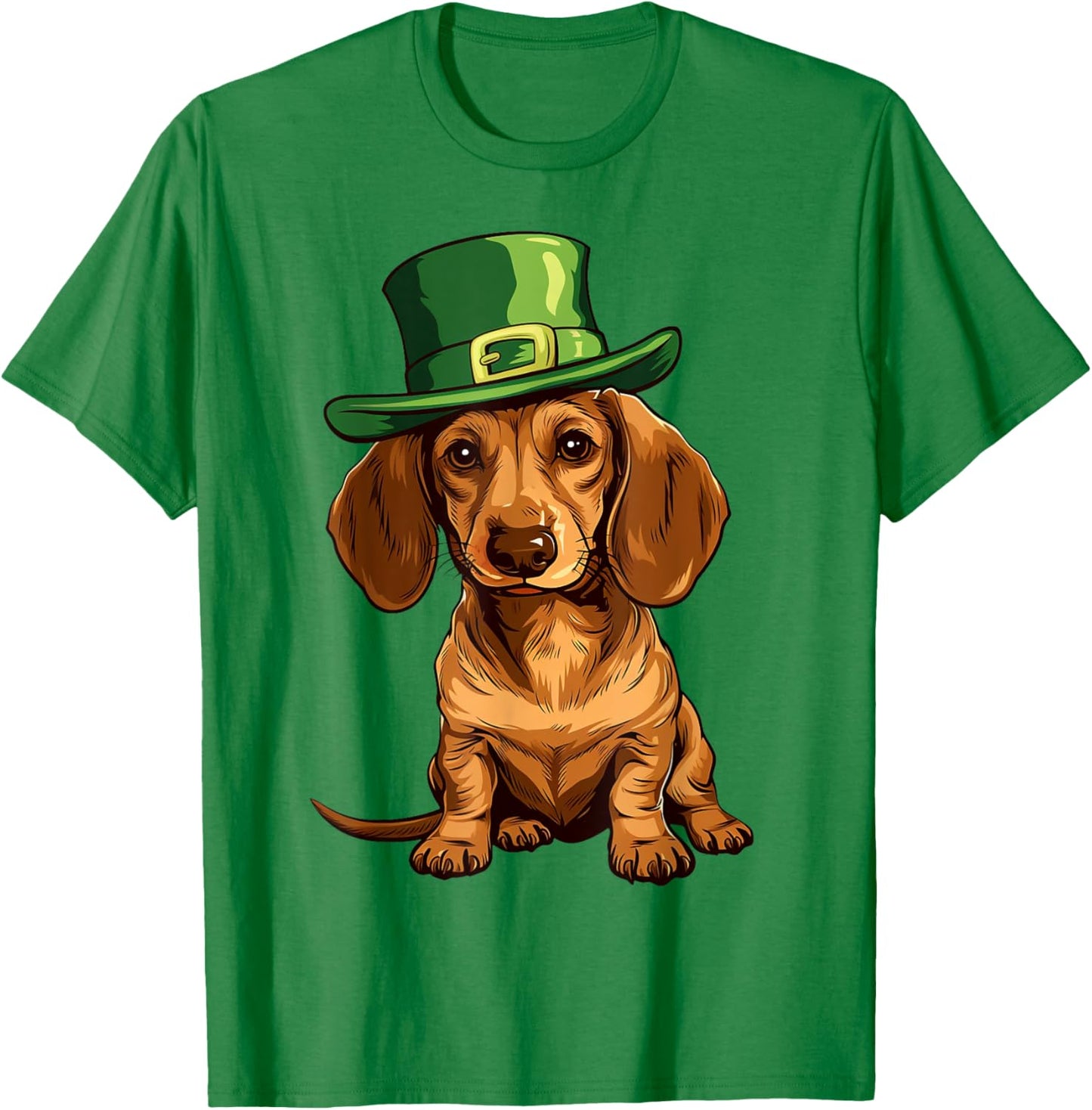 Saint Patricks Day Dachshund Dog Shamrock Hat Gifts Women T-Shirt - T-Shirt | Irish Green
