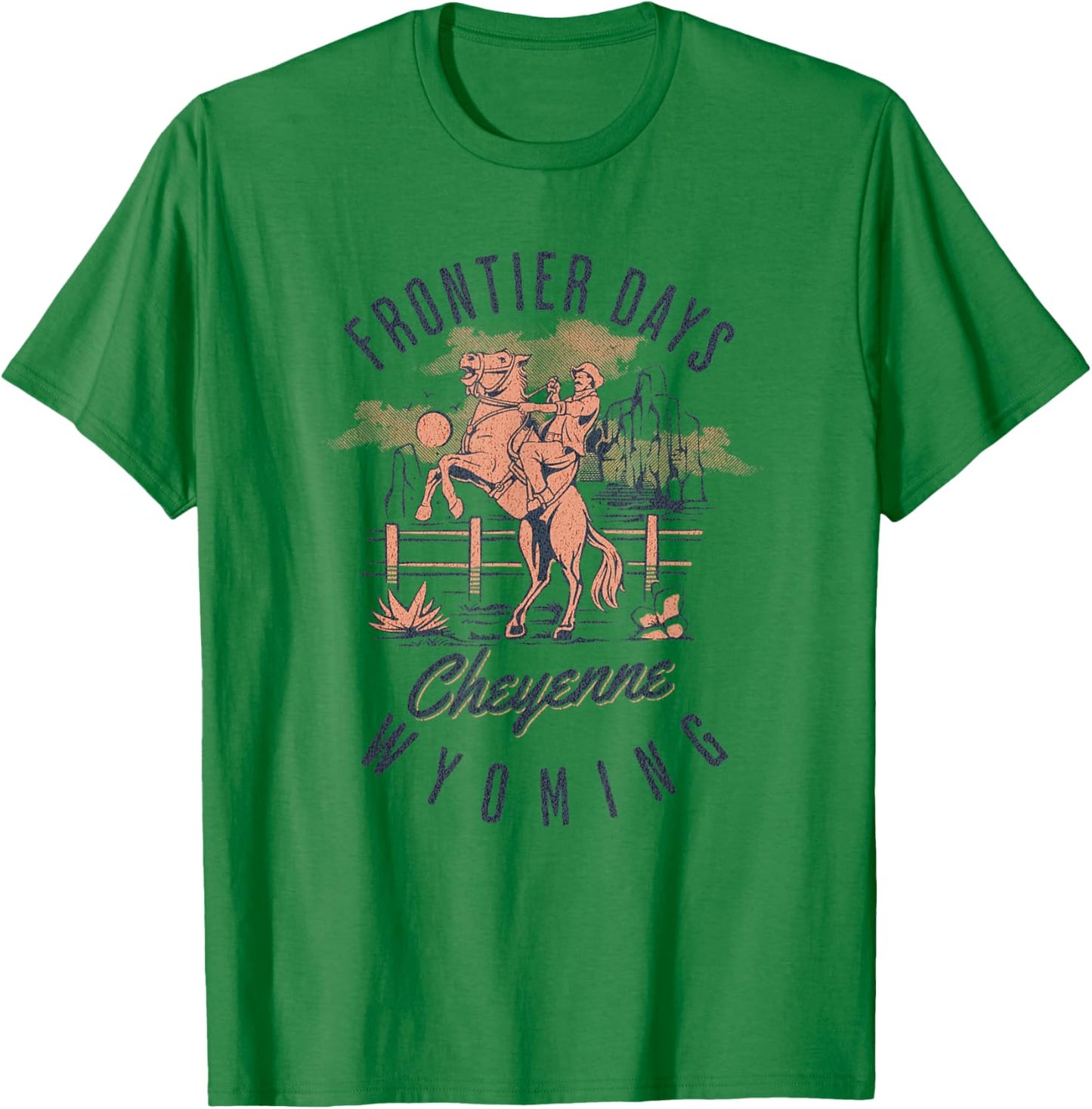 Cheyenne Wyoming Cowboys and Horse Frontier Days T-Shirt - T-Shirt | Irish Green