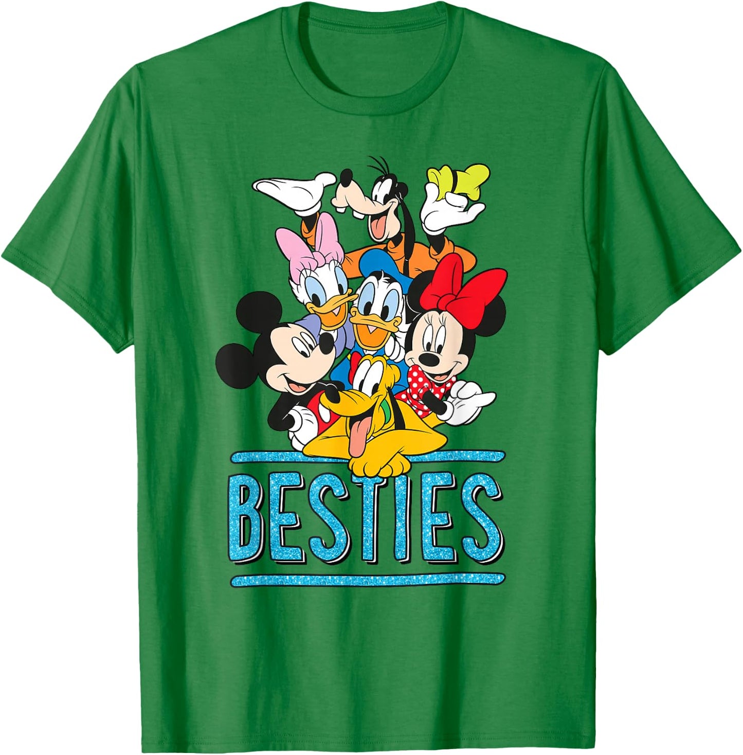 Mickey Minnie Donald Daisy Goofy Pluto Besties Squad Group T-Shirt - T-Shirt | Irish Green