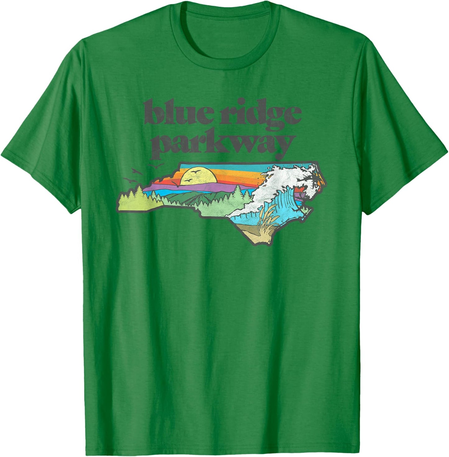 Blue Ridge Parkway North Carolina Retro Nature T-Shirt - T-Shirt | Irish Green