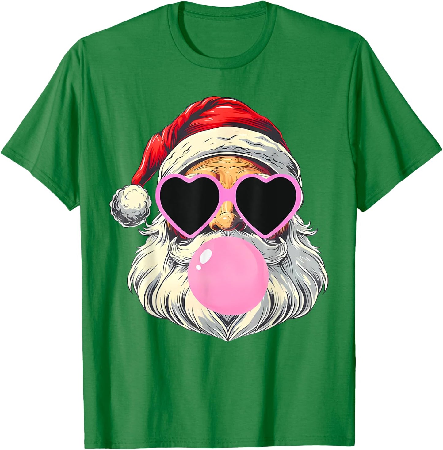 Santa Claus Blowing Bubble Gum Pink Sunglasses Christmas T-Shirt - T-Shirt | Irish Green