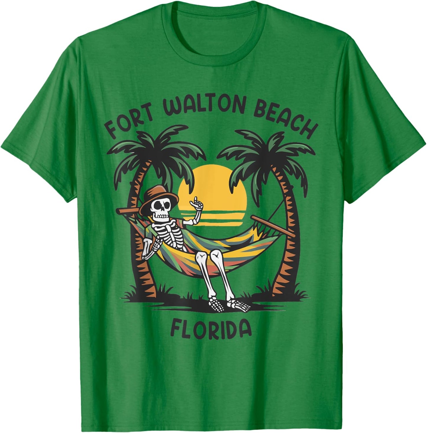Vintage Fort Walton Beach Florida Palms FL Sunset Funny Men Women T-Shirt - T-Shirt | Irish Green