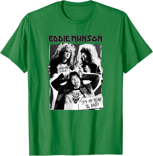 Stranger Things Hellfire Club Eddie Munson Cutouts T-Shirt - T-Shirt | Irish Green