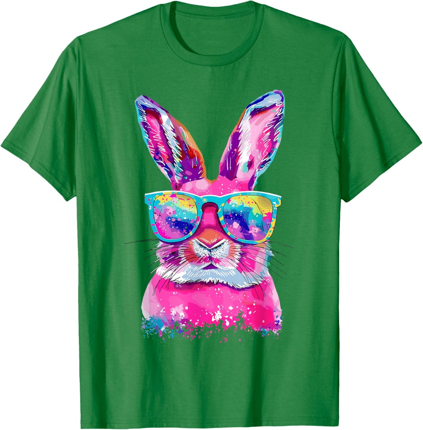 Bunny Face with Tie Dye Glasses Happy Easter Day Men Boy Kid T-Shirt - T-Shirt | Irish Green