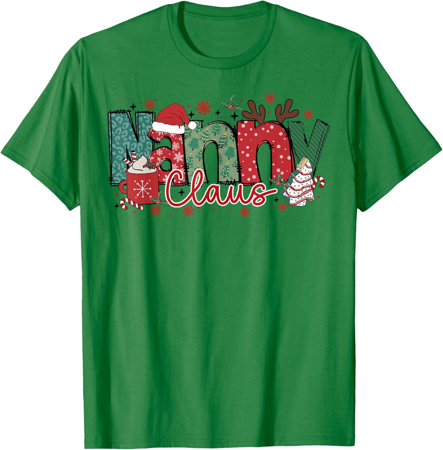 Nanny Claus Christmas Pajama Santa Claus Family Matching T-Shirt - T-Shirt | Irish Green