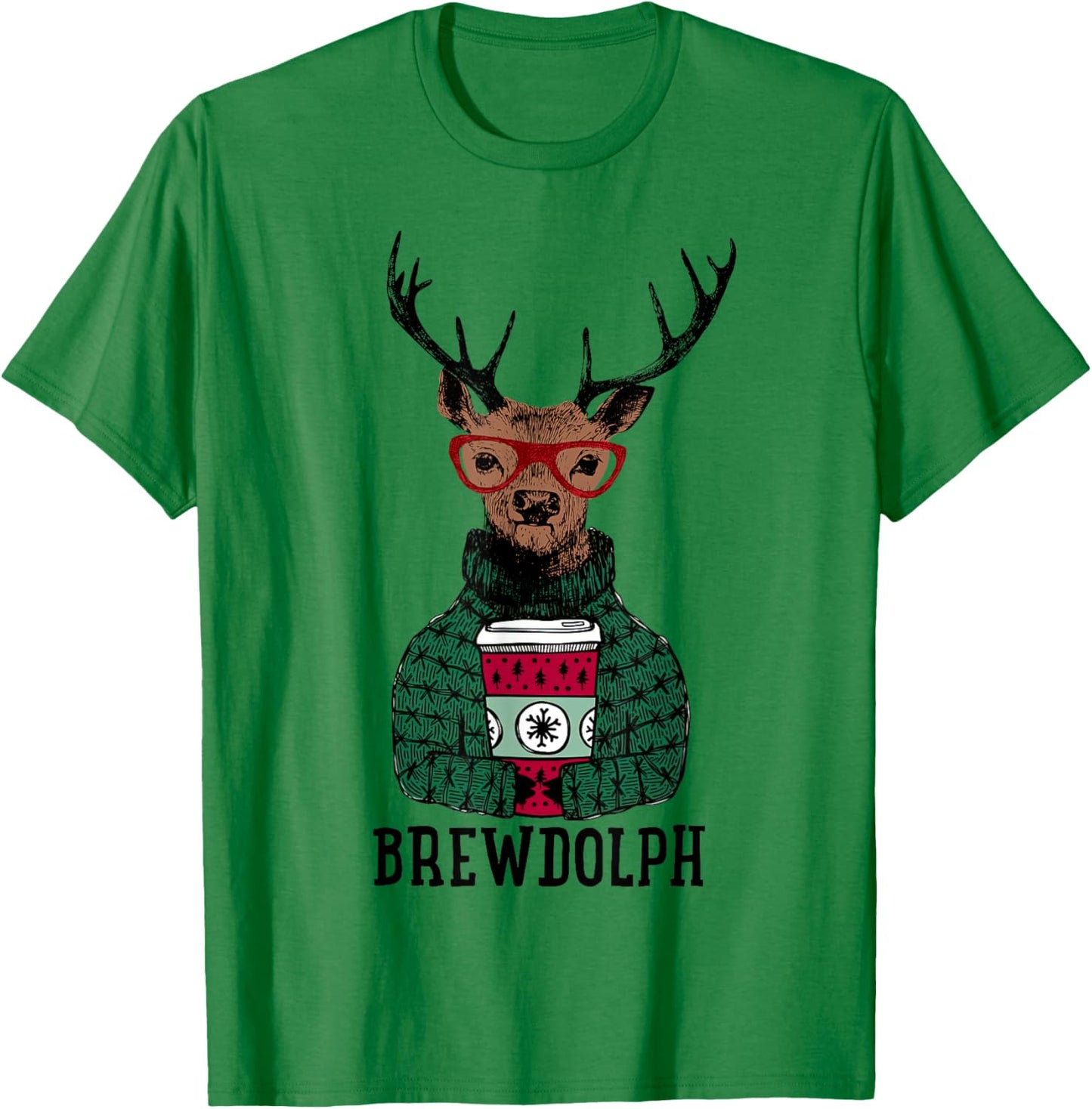Christmas Coffee, Brewdolph, Christmas Holiday Party T-Shirt - T-Shirt | Irish Green