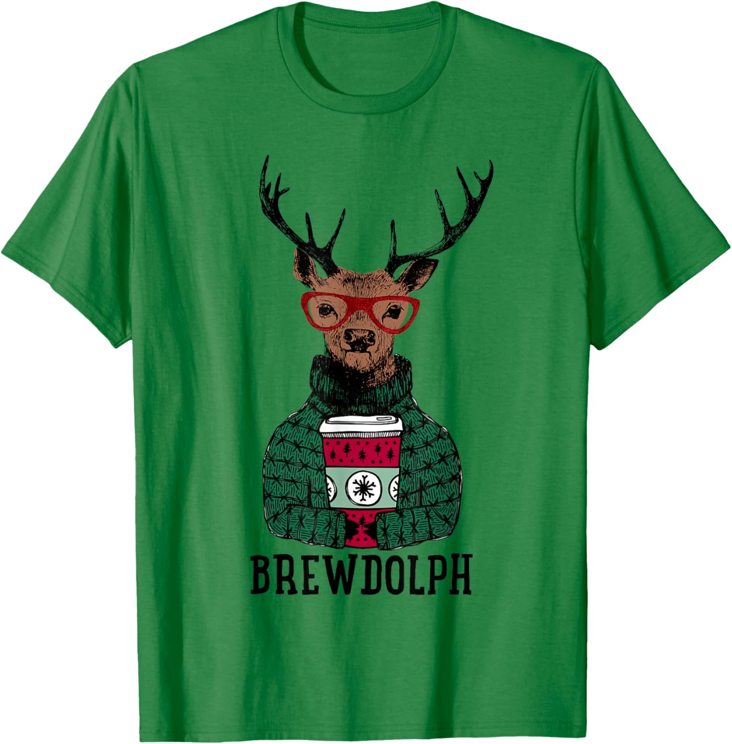 Christmas Coffee, Brewdolph, Christmas Holiday Party T-Shirt - T-Shirt | Irish Green