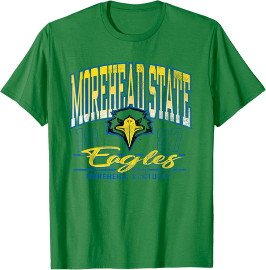 Morehead State Eagles Kicking It White Officially Licensed T-Shirt - T-Shirt | Irish Green