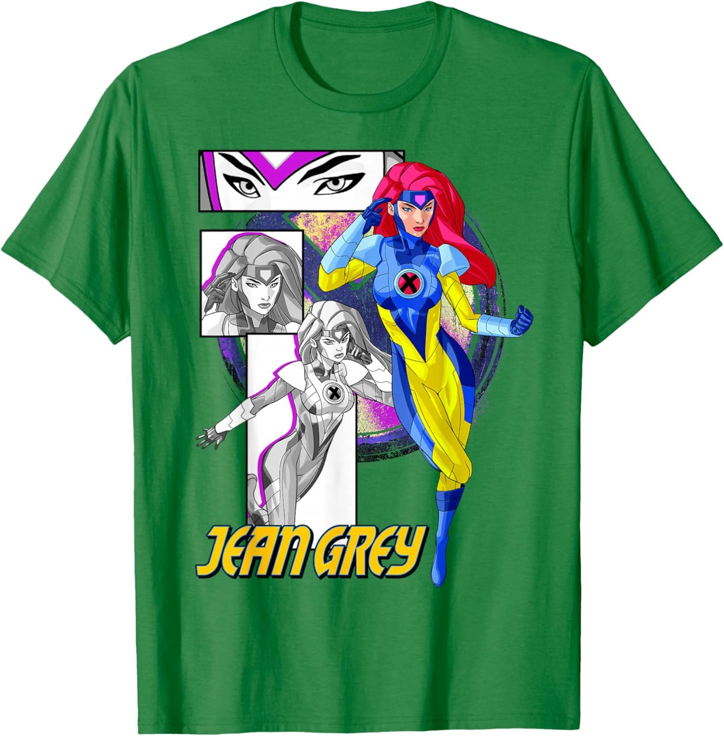 Marvel X-Men Jean Grey Collage Panel Logo T-Shirt - T-Shirt | Irish Green