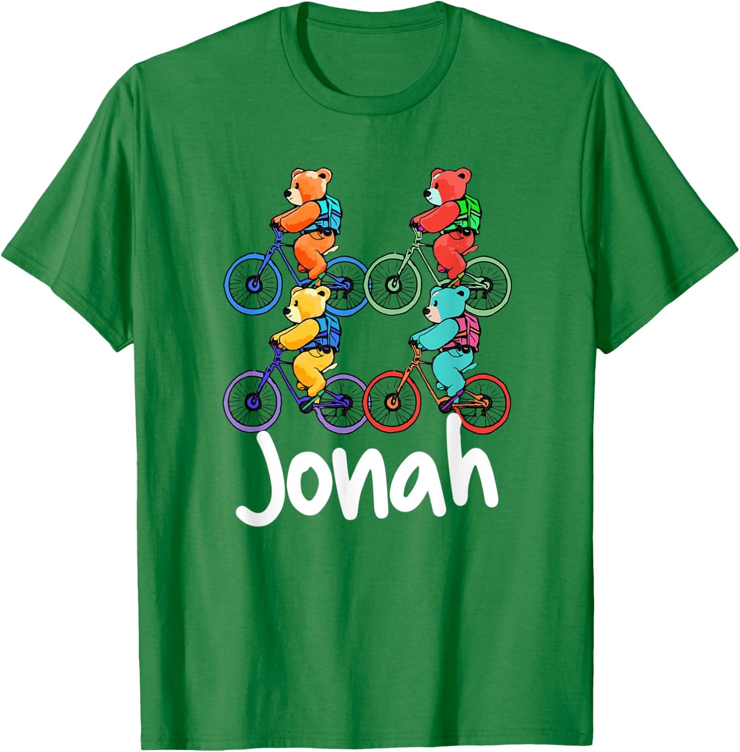 Jonah Cute Teddy Bears And Bikes Bicycle Design T-Shirt - T-Shirt | Irish Green