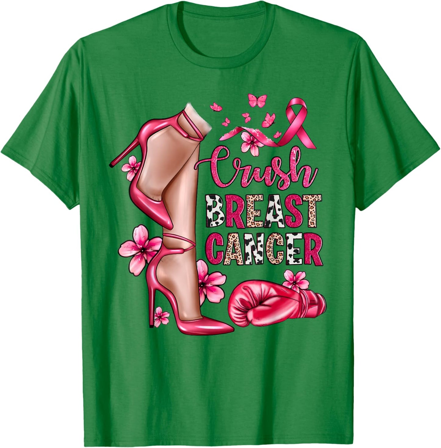 Crush Breast Cancer Bling Pink Ribbon Awareness October Gift T-Shirt - T-Shirt | Irish Green