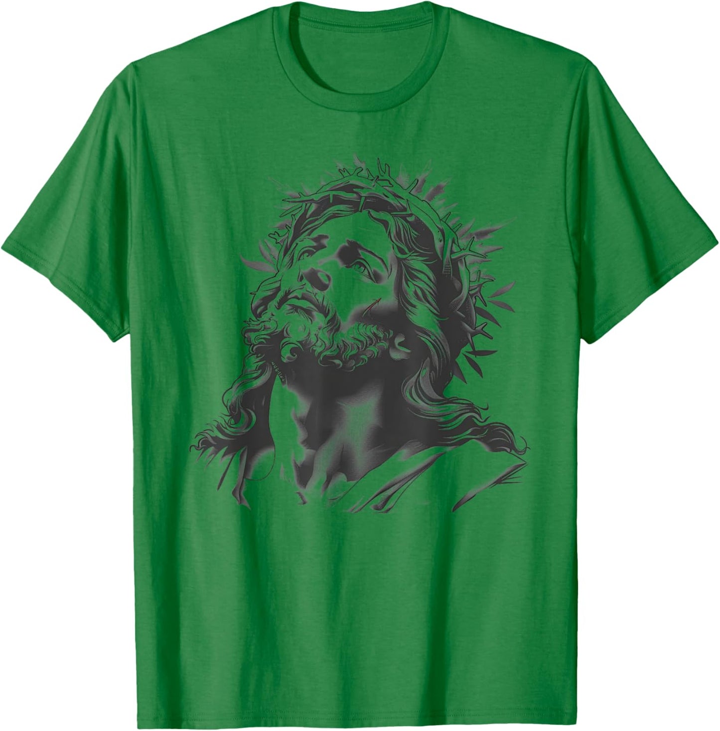 Tattoo Style Jesus Christ Face T-Shirt - T-Shirt | Irish Green