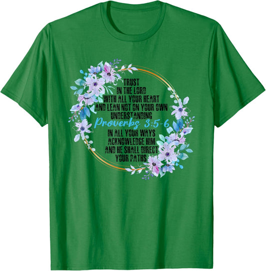 Proverbs 3:5-6 Bible Verse Religious Christian Men and Women T-Shirt - T-Shirt | Irish Green
