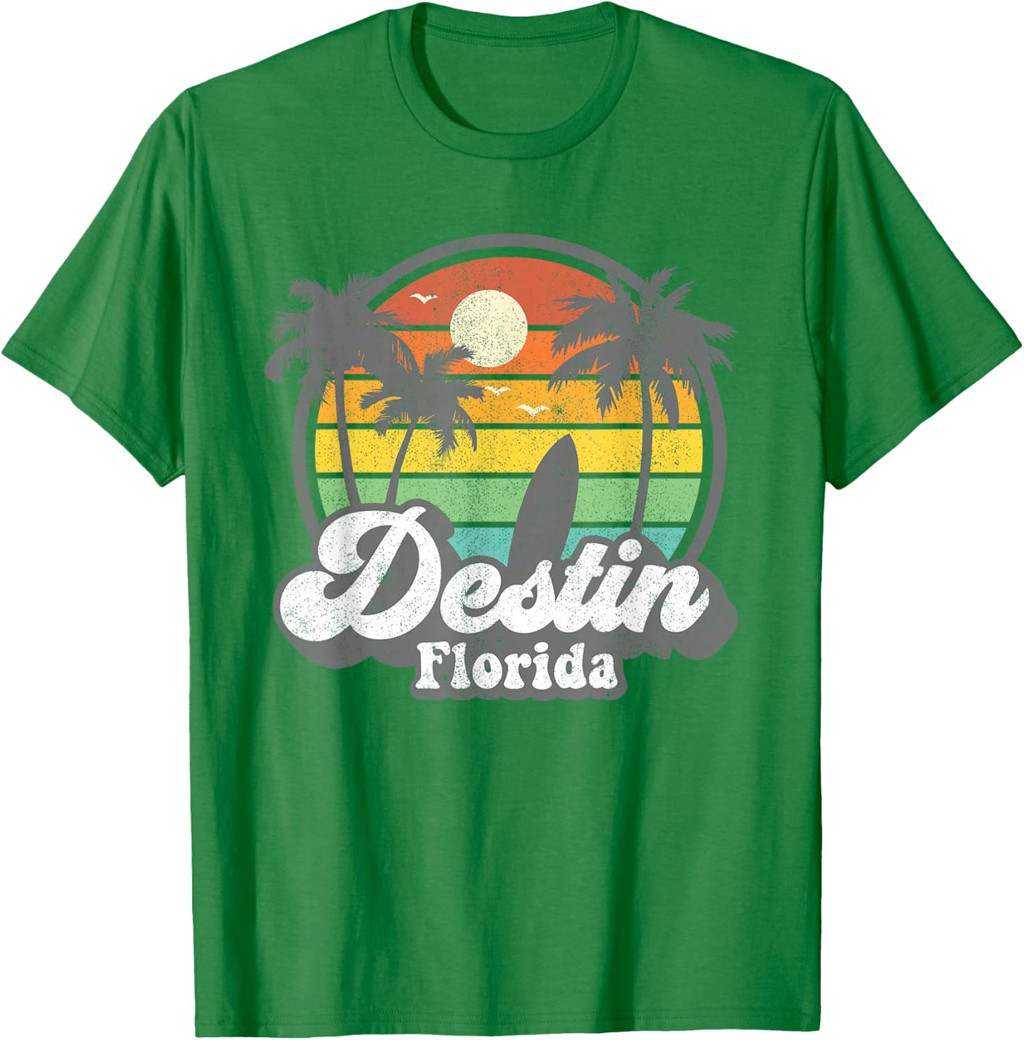 Vintage Destin Florida Beach Surfing Retro 70s Surf Gift T-Shirt - T-Shirt | Irish Green