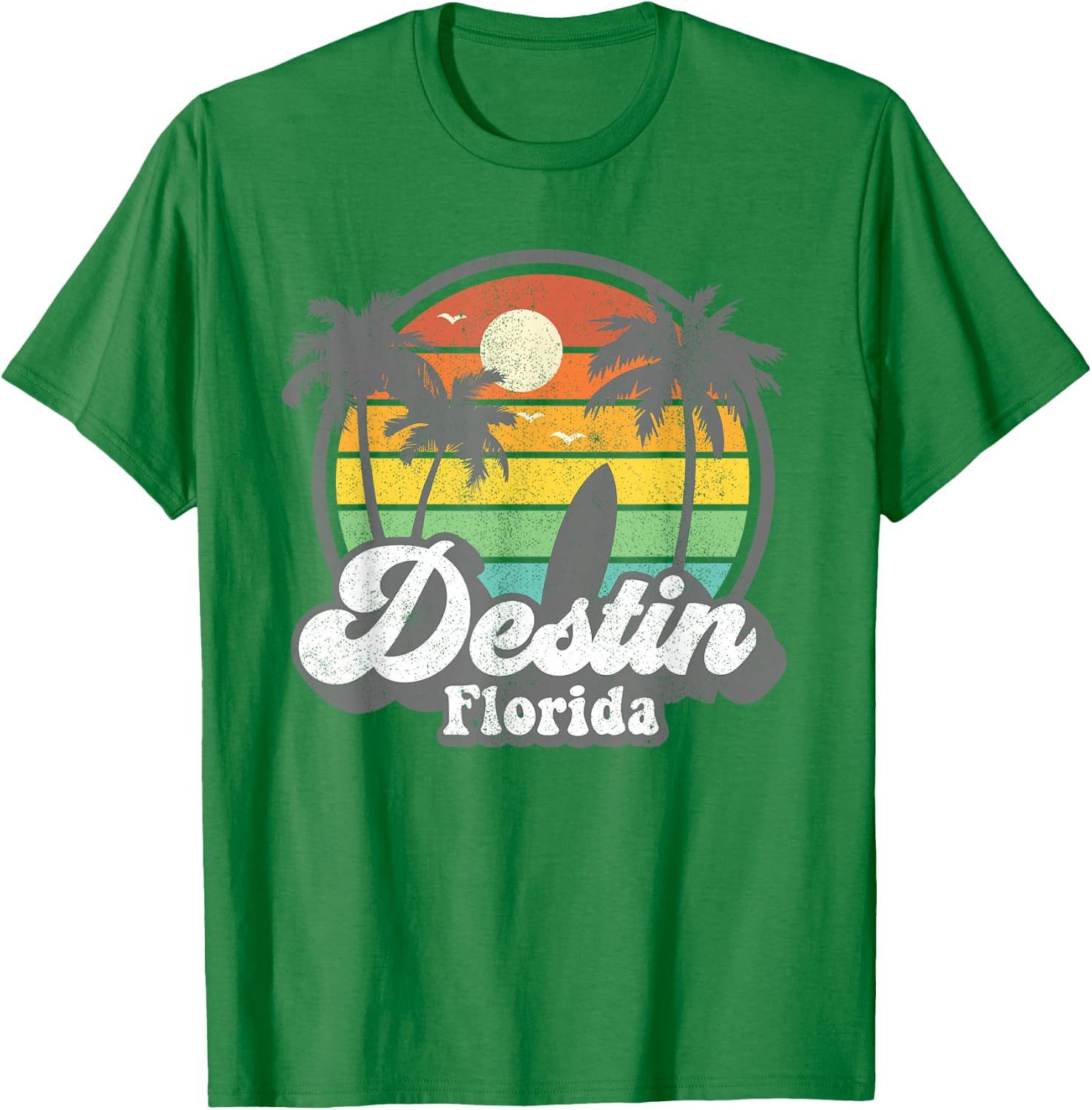 Vintage Destin Florida Beach Surfing Retro 70s Surf Gift T-Shirt - T-Shirt | Irish Green