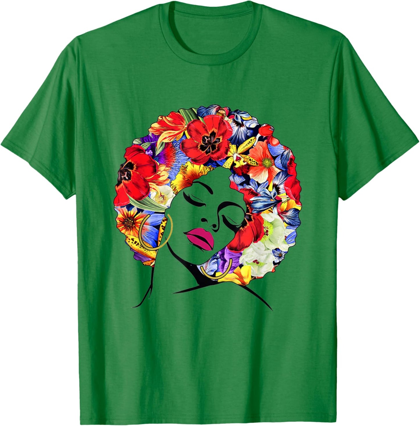 Afro Hair Natural Black History Juneteenth Pride T-Shirt - T-Shirt | Irish Green