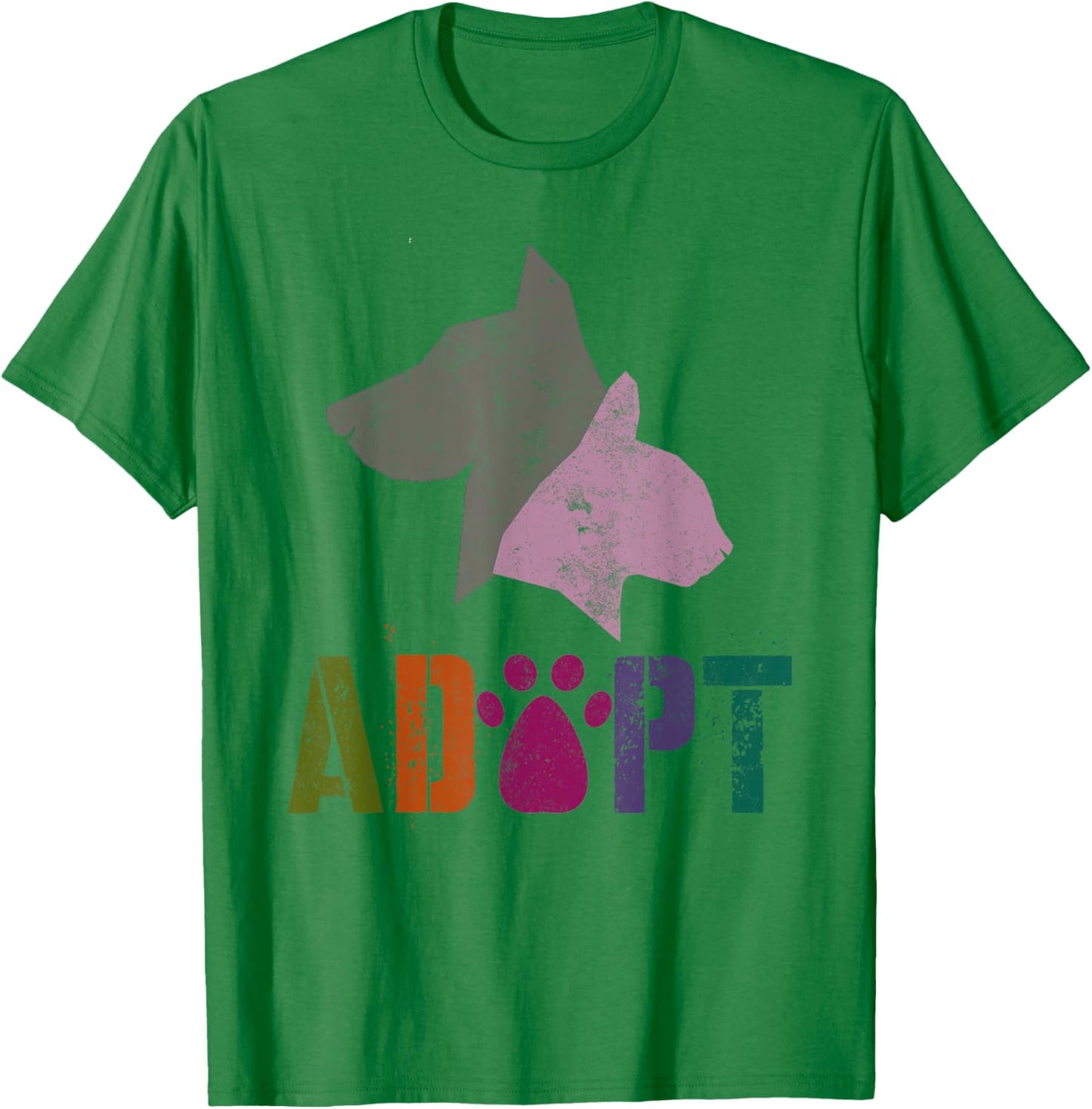 Vintage ADOPT Animal Rescue Shelter Cat Dogs Adoption Foster Women Kids T-Shirt - T-Shirt | Irish Green