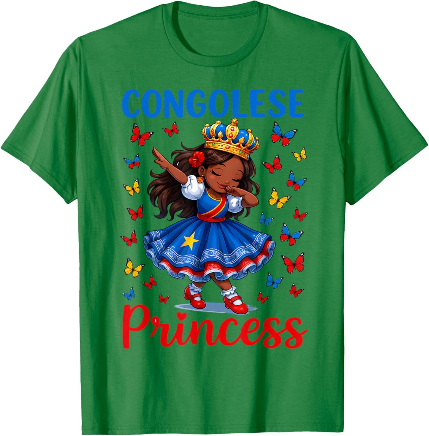 Congolese Princess Dabbing Girl Cute Congo Pride Outfit kids T-Shirt - T-Shirt | Irish Green