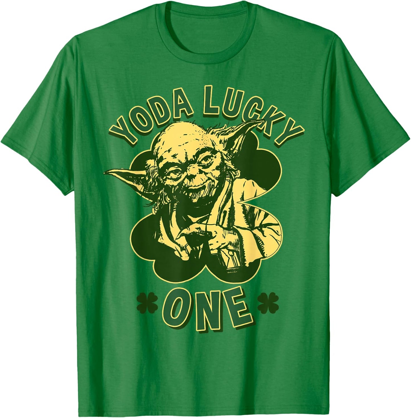 Star Wars St. Patrick's Day Yoda Lucky One Retro Clover T-Shirt - T-Shirt | Irish Green