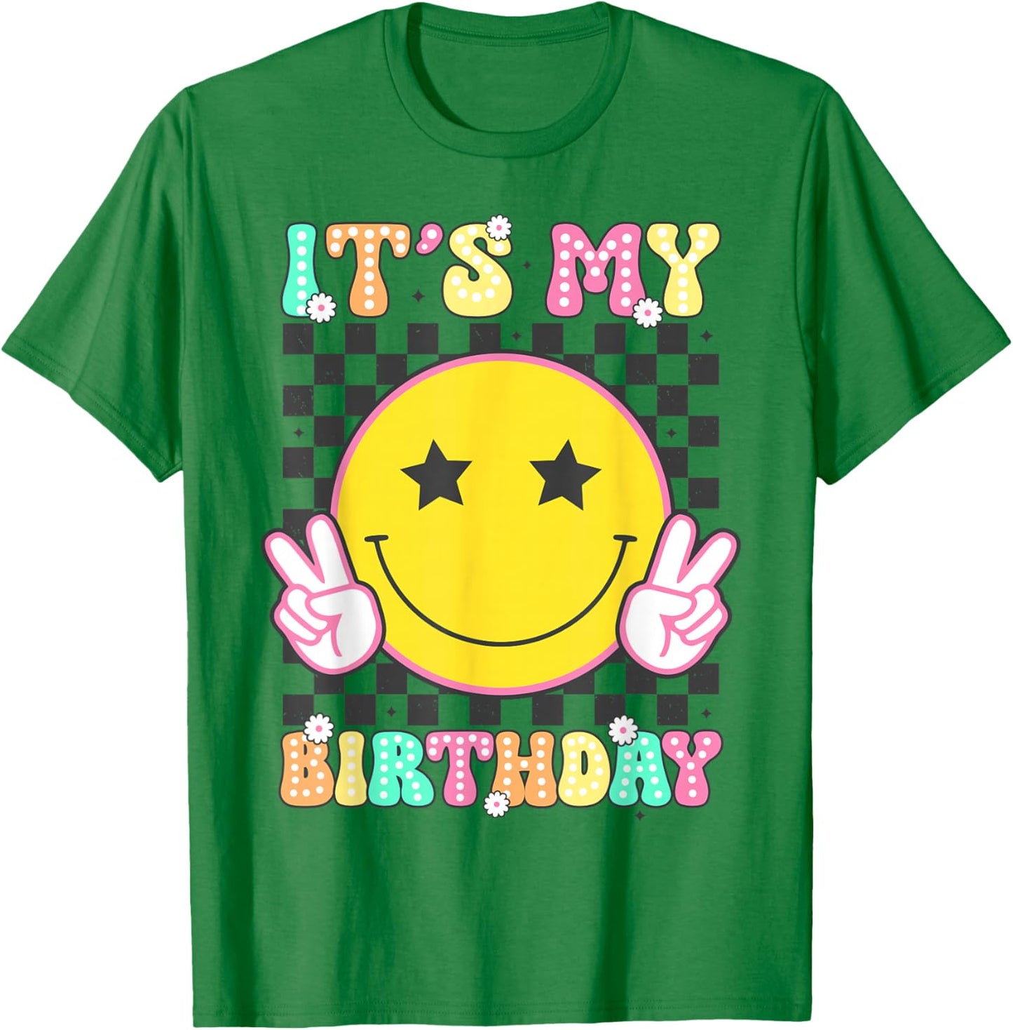 Groovy It's My Birthday Girls Women Teens Kid Bday Flower T-Shirt - T-Shirt | Irish Green