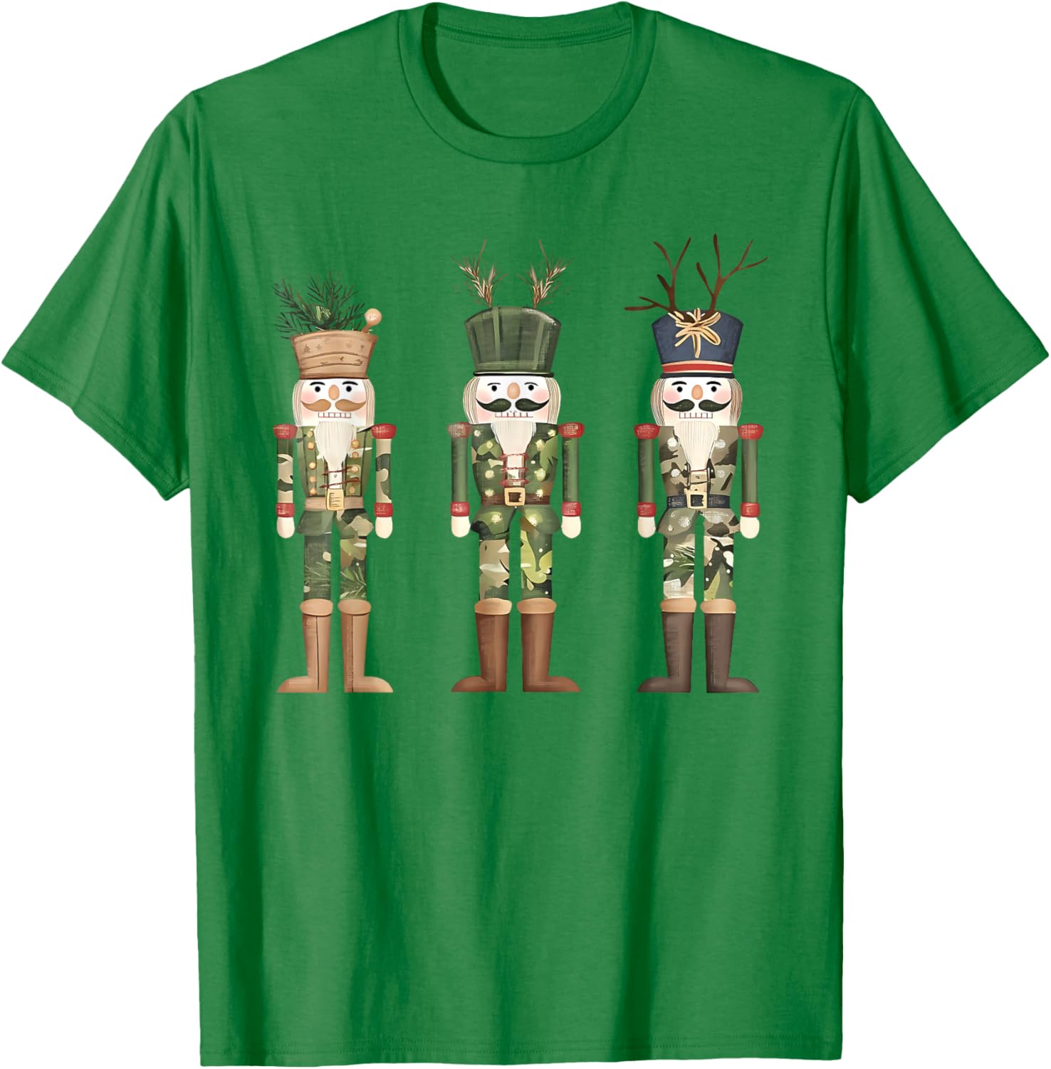 Old Camo Camouflage Nutcrackers Hunting Season Christmas T-Shirt - T-Shirt | Irish Green